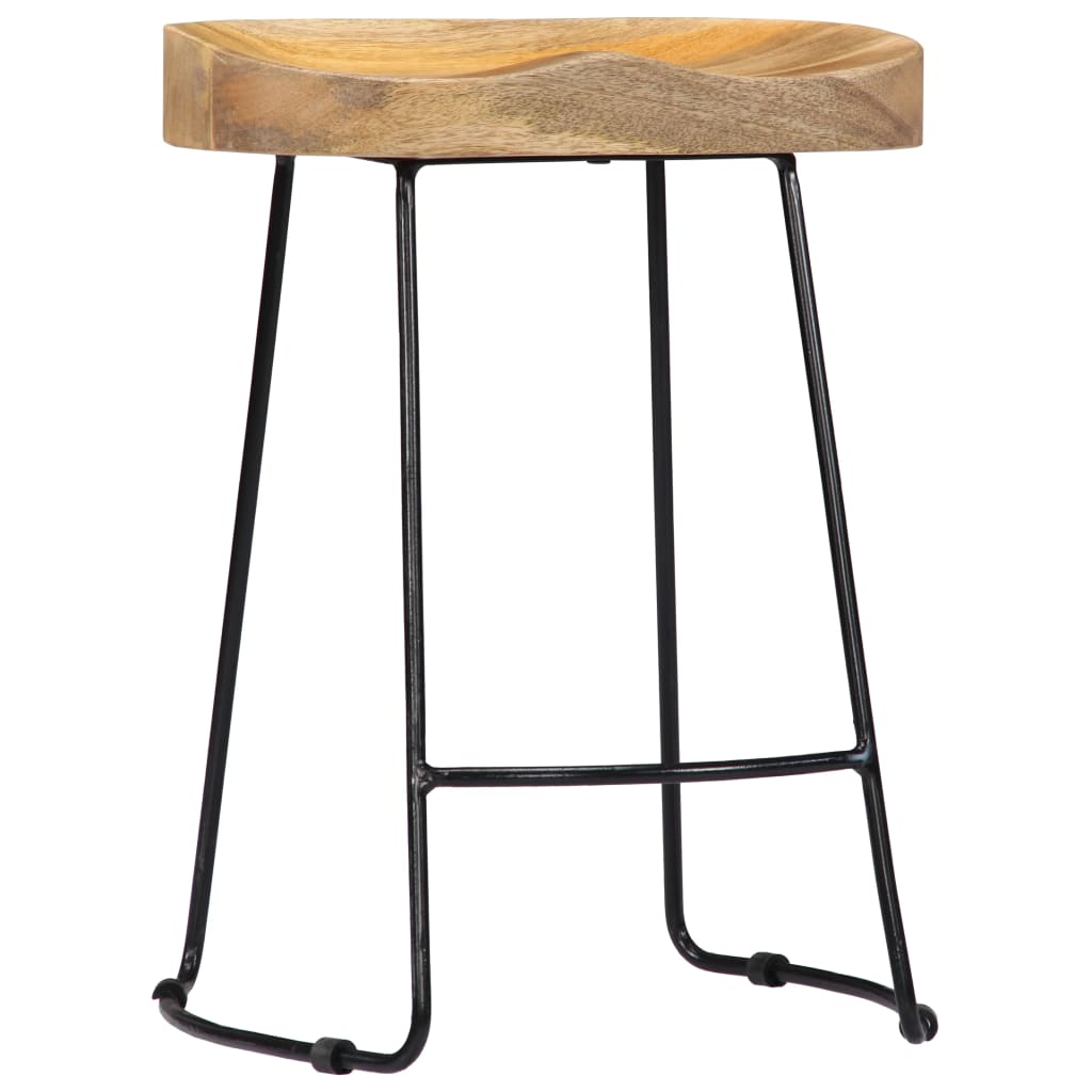 Tabourets de bar Gavin 2 pcs en bois de manguier massif