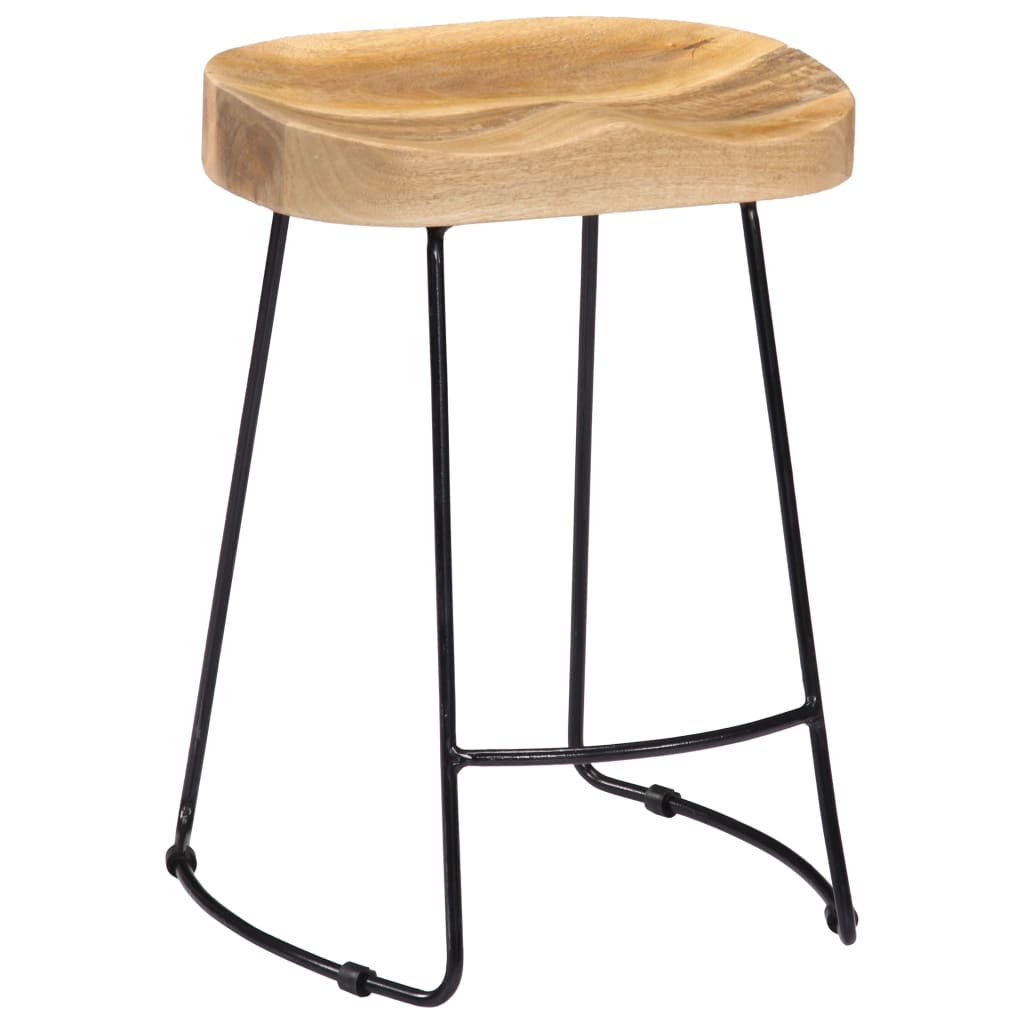 Tabourets de bar Gavin 2 pcs en bois de manguier massif