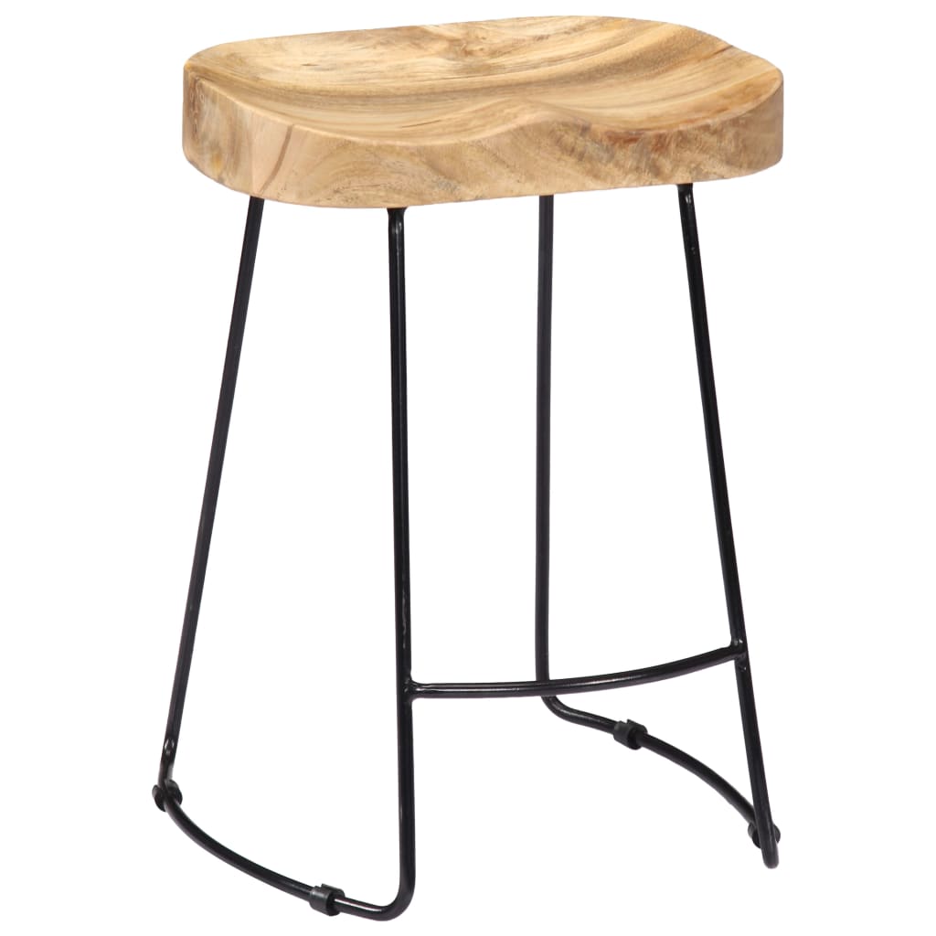 Tabourets de bar Gavin 2 pcs en bois de manguier massif