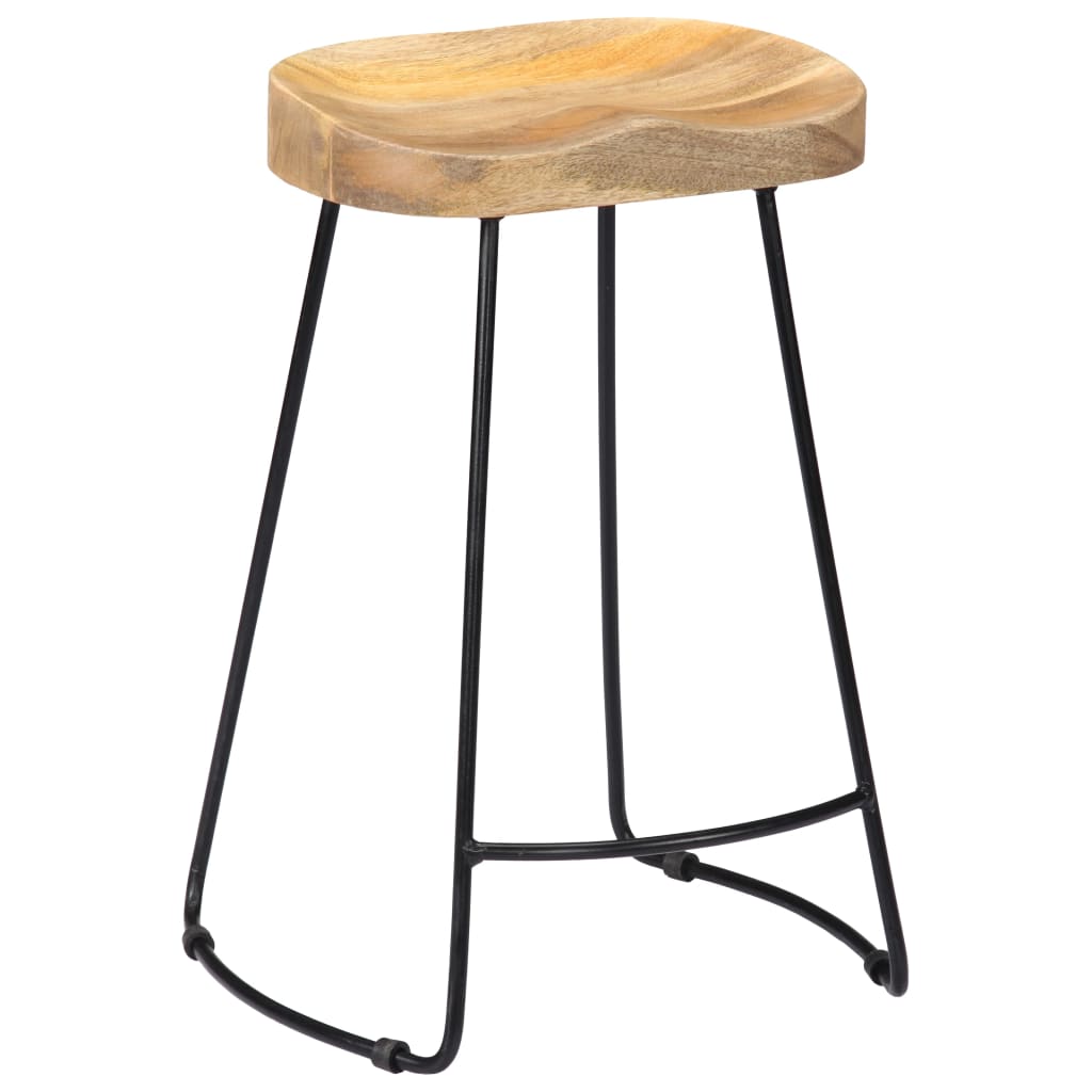 Tabourets de bar Gavin 2 pcs en bois de manguier massif