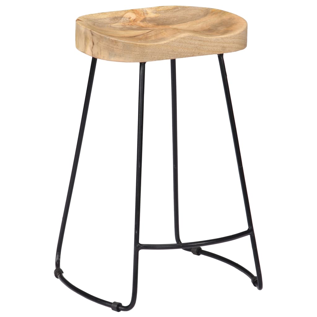 Tabourets de bar Gavin 2 pcs en bois de manguier massif