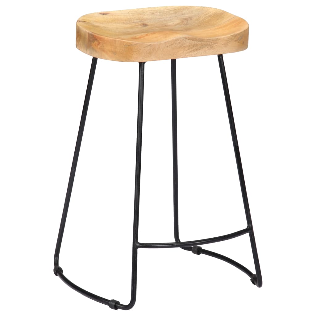 Tabourets de bar Gavin 2 pcs en bois de manguier massif