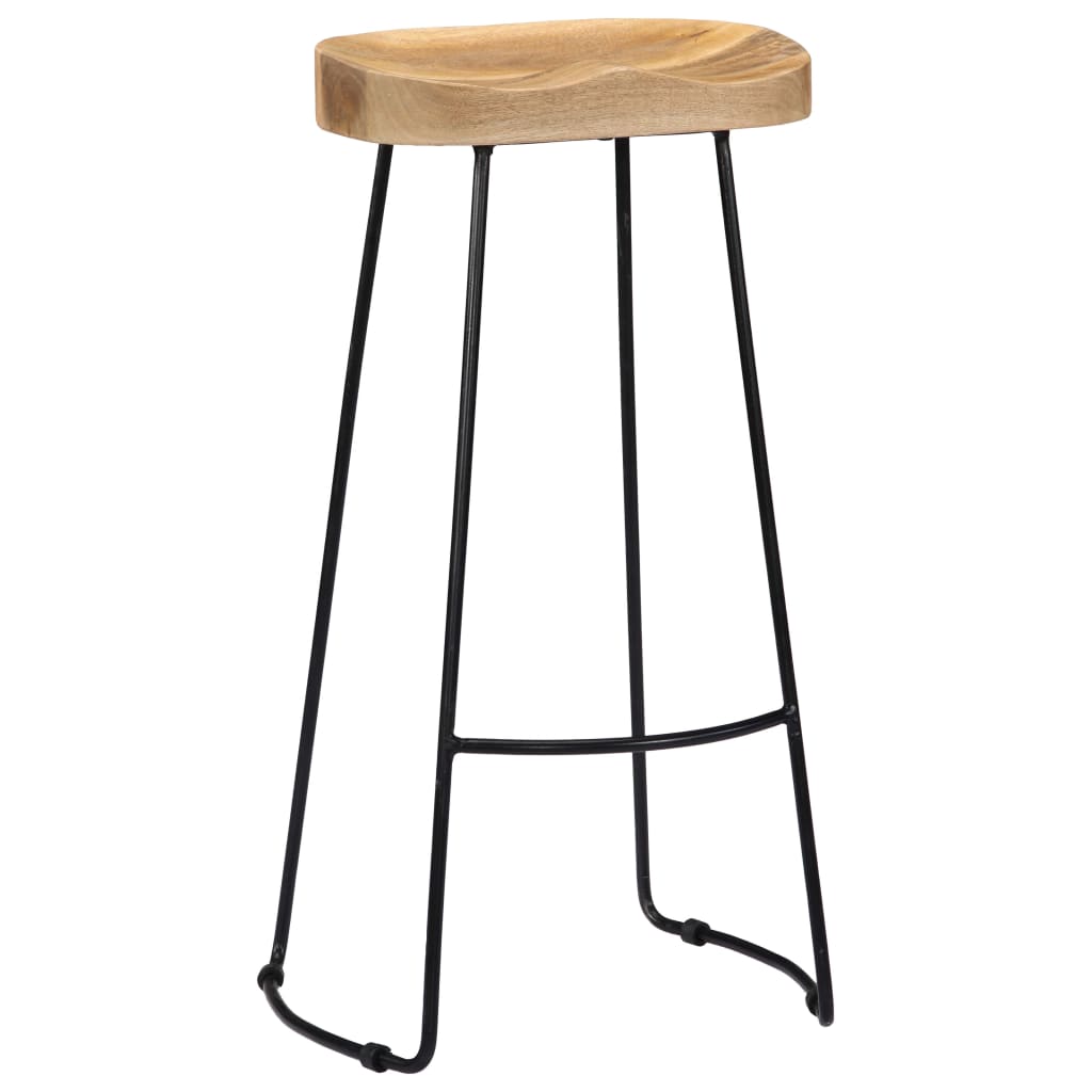 Tabourets de bar Gavin 2 pcs en bois de manguier massif