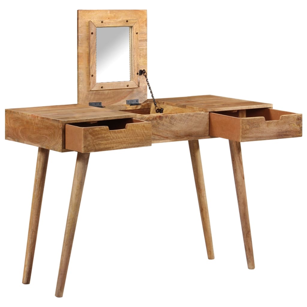 Coiffeuse avec miroir 112x45x76 cm bois massif recyclé