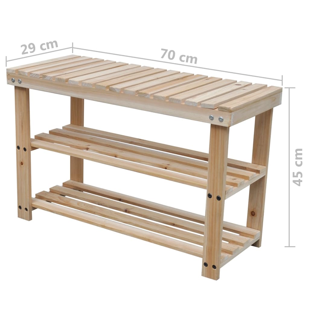 Étagère à chaussures avec banc 2 pcs en bois massif