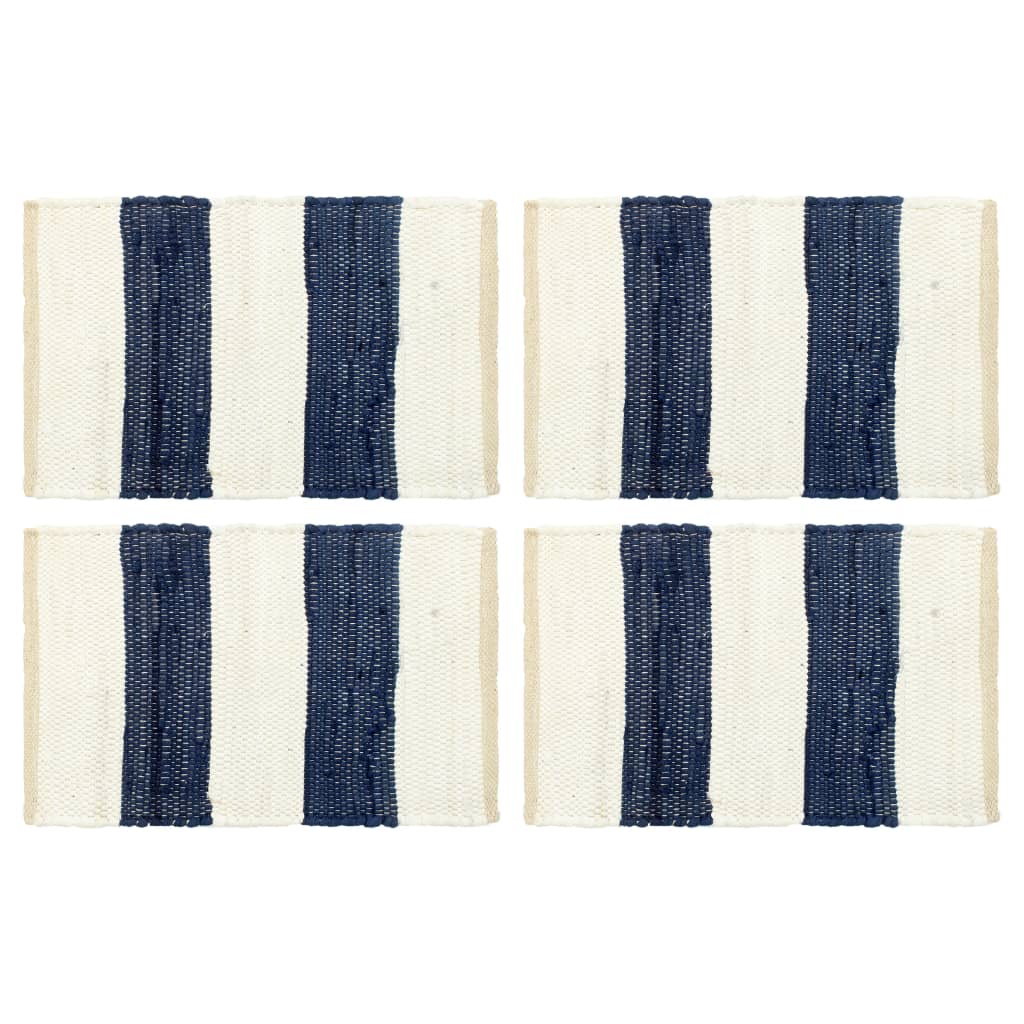 Placemats 6 st chindi gestreept 30x45 cm blauw en wit