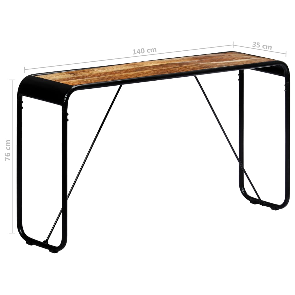 Table console 140x35x76 cm bois de manguier massif brut