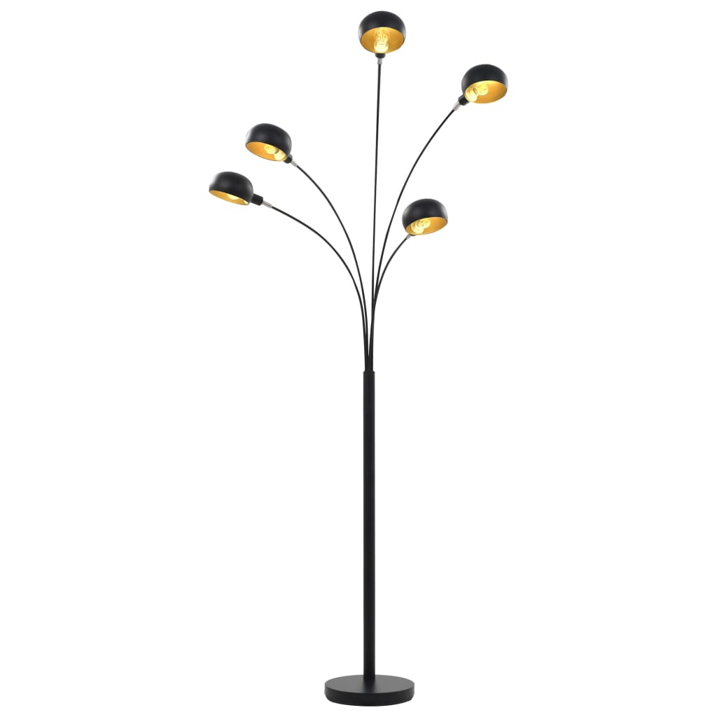 Lamp staand 5xE14 200 cm zwart en goud