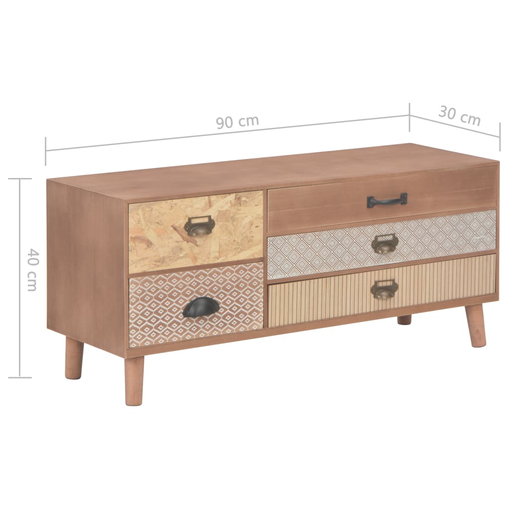 Tv-meubel met 5 lades 90x30x40 cm massief grenenhout