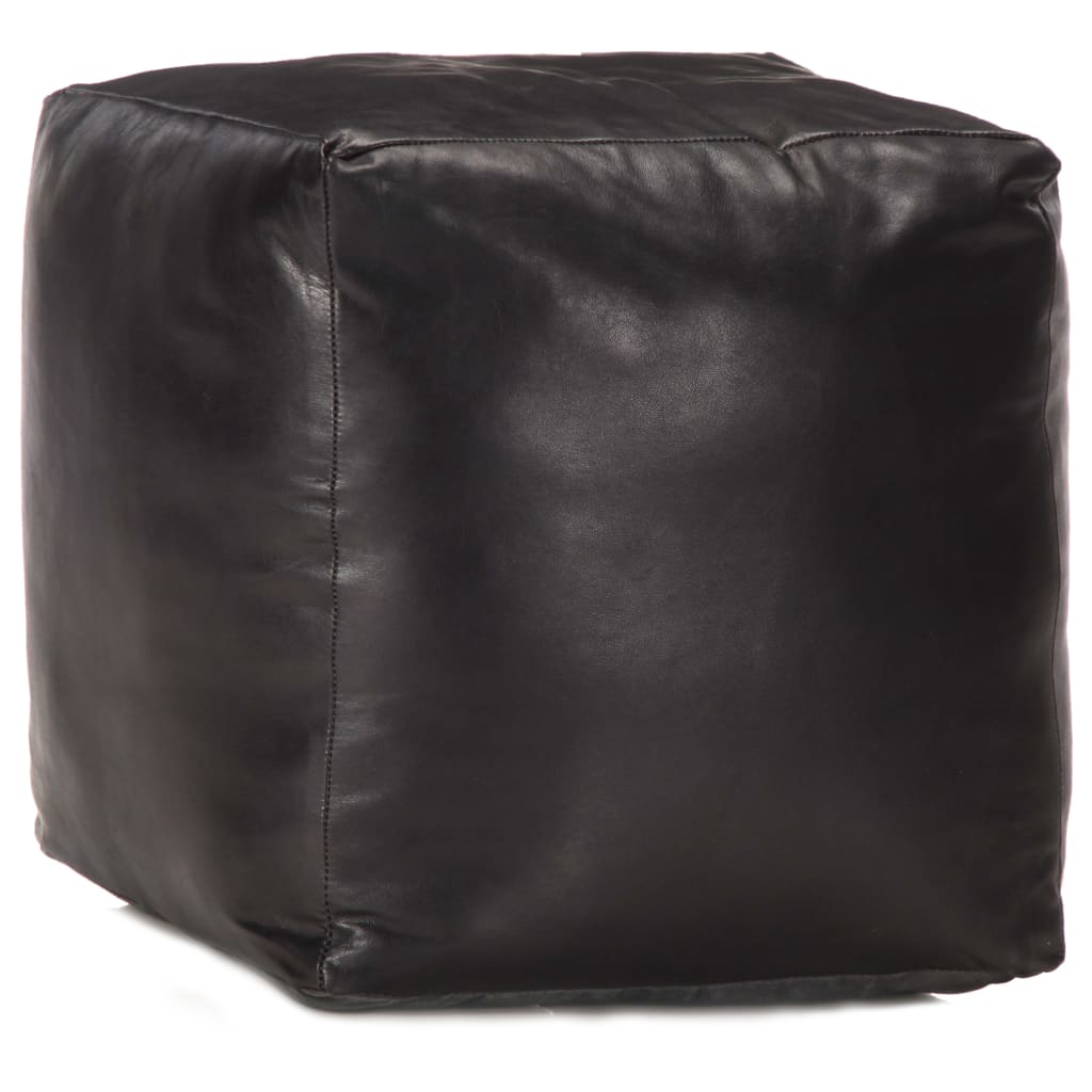 Pouf 40x40x40 cm véritable peau de chèvre noir