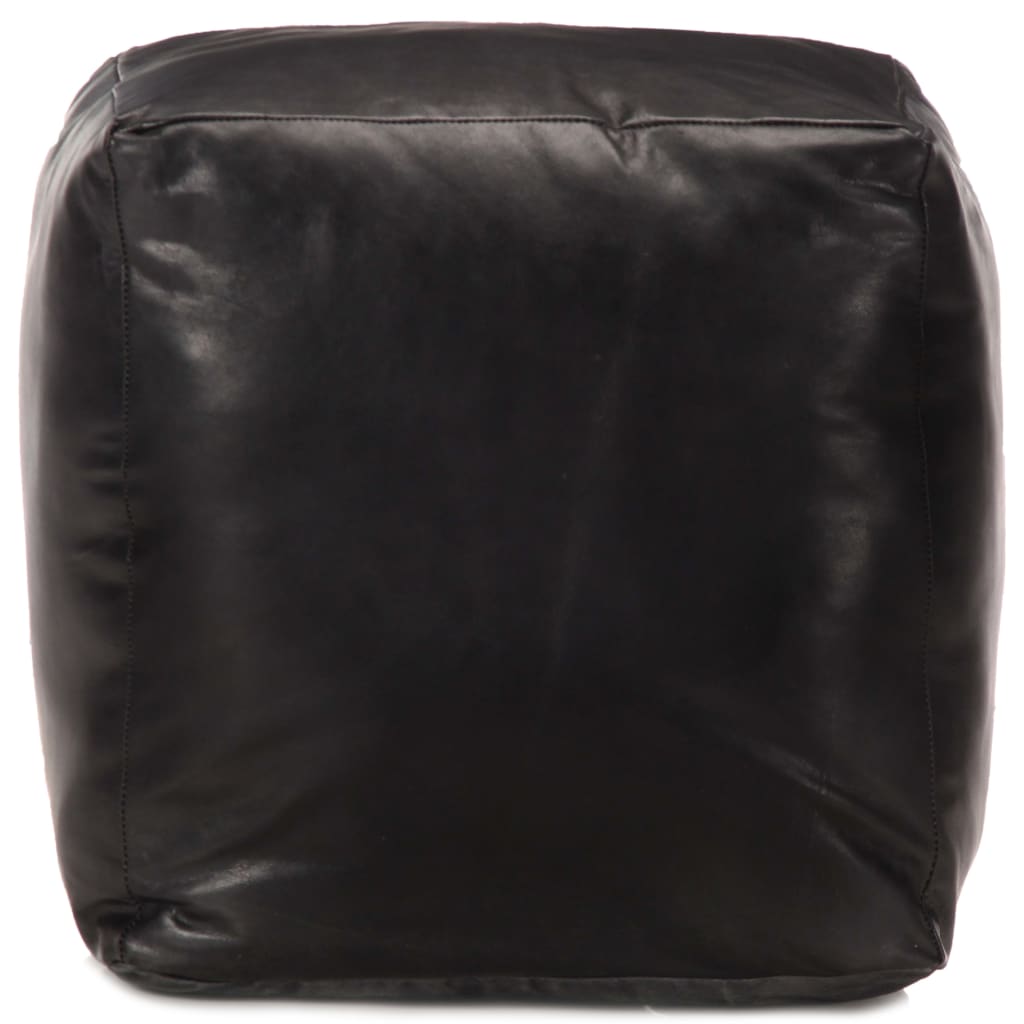 Pouf 40x40x40 cm véritable peau de chèvre noir