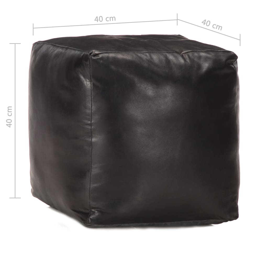 Pouf 40x40x40 cm véritable peau de chèvre noir