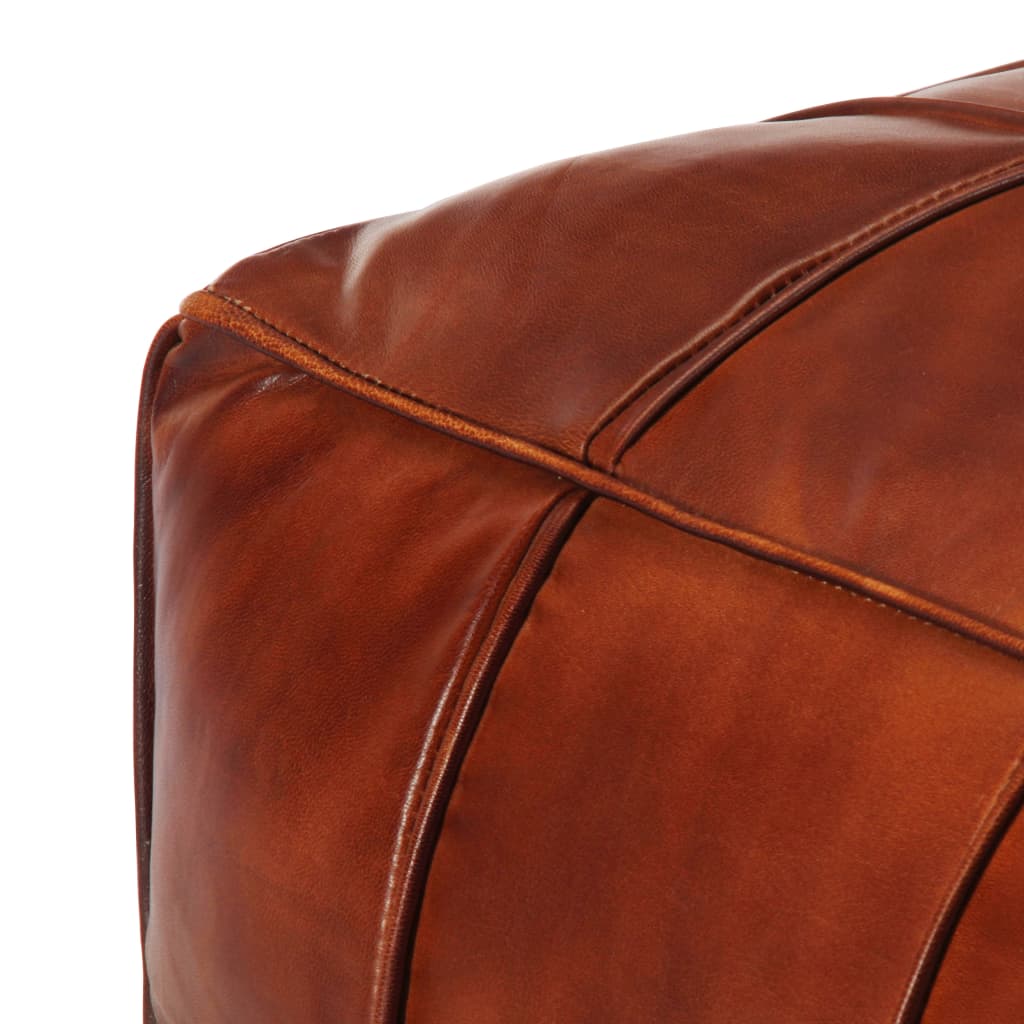 Pouf 60x60x30 cm véritable peau de chèvre marron foncé