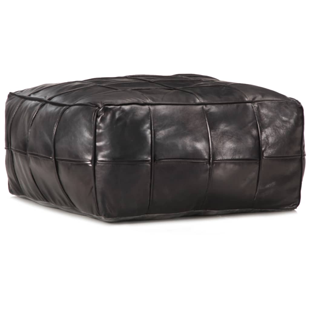 Pouf 60x60x30 cm véritable peau de chèvre marron foncé