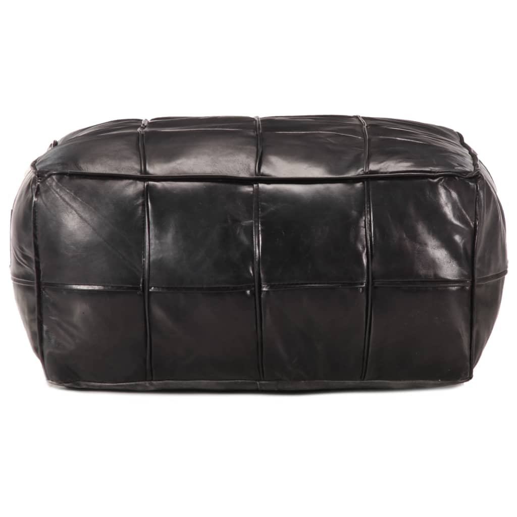 Pouf 60x60x30 cm véritable peau de chèvre marron foncé