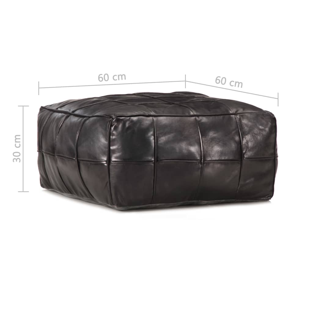 Pouf 60x60x30 cm véritable peau de chèvre marron foncé