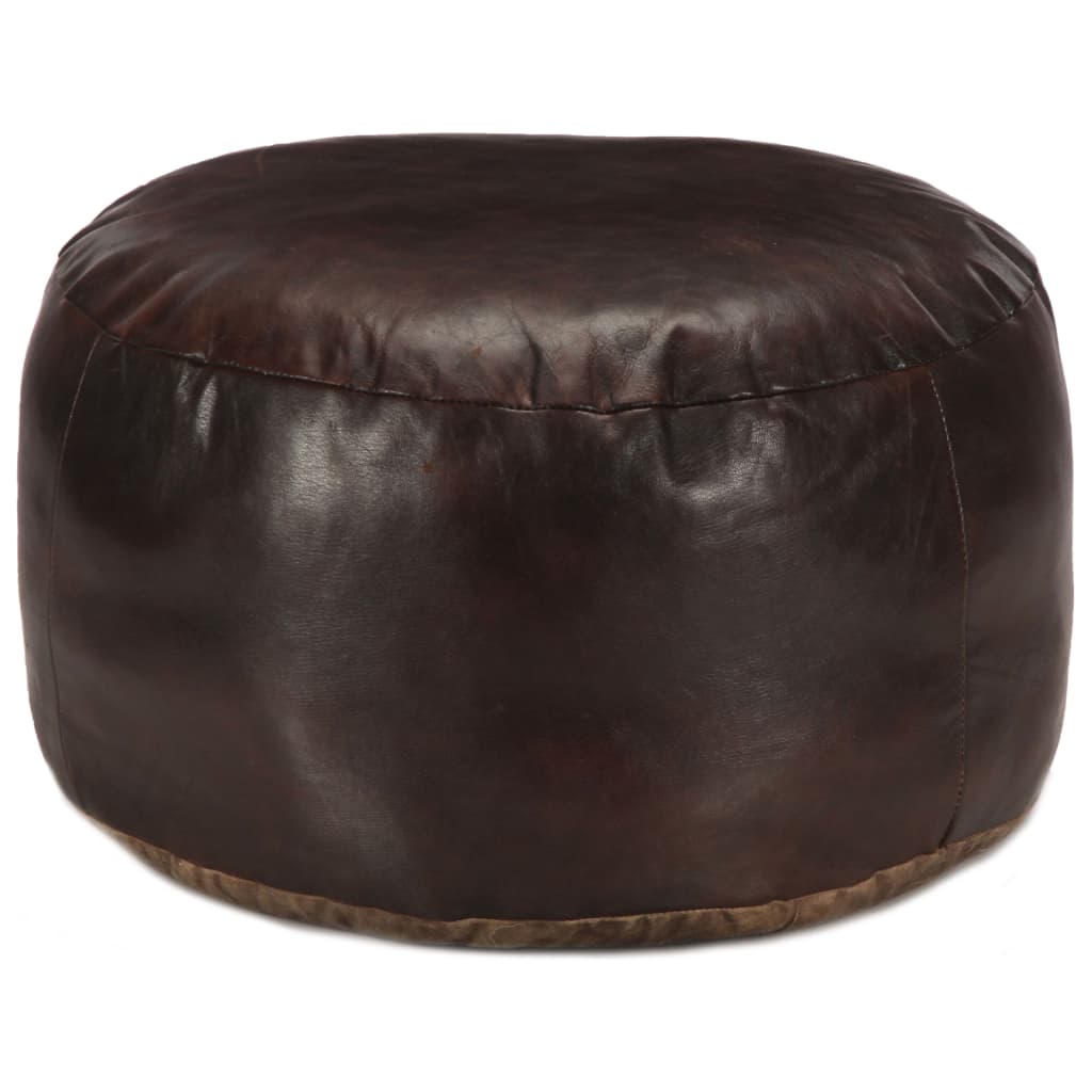 Pouf 60x30 cm véritable peau de chèvre noir