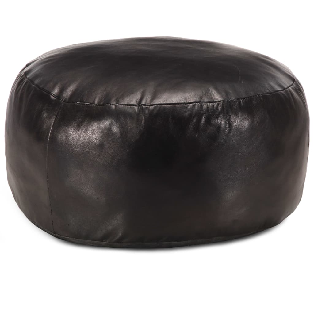 Pouf 60x30 cm véritable peau de chèvre noir