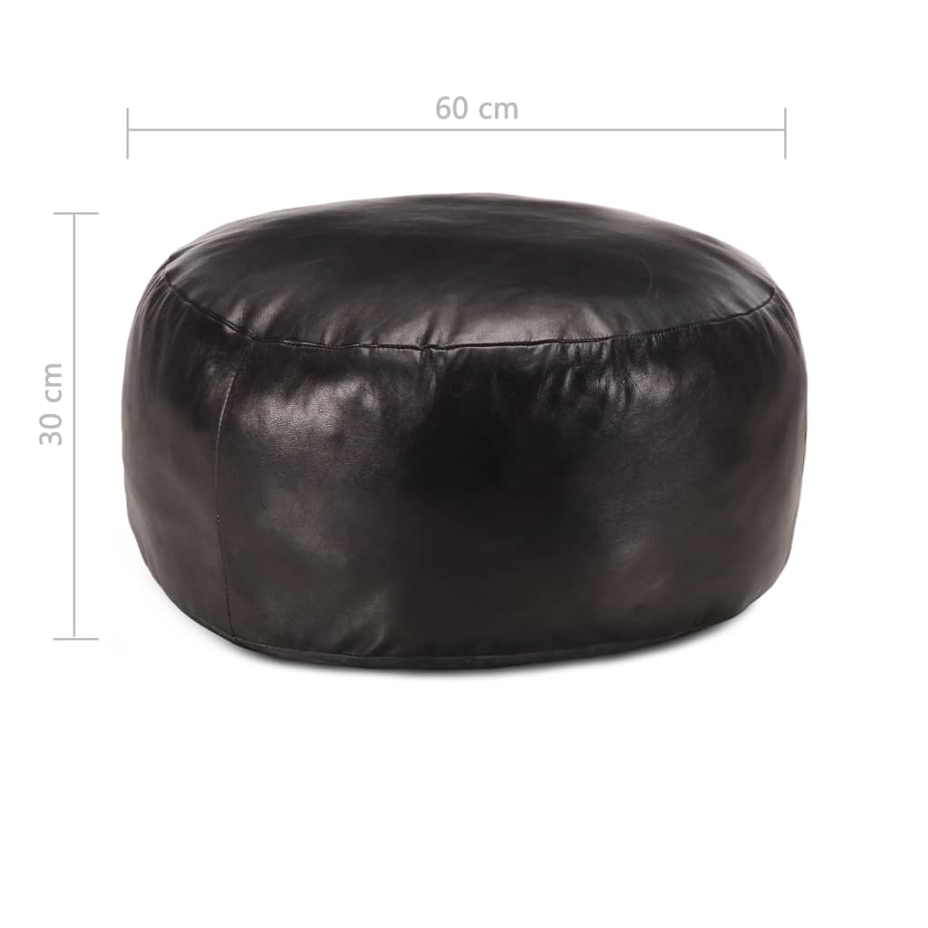 Pouf 60x30 cm véritable peau de chèvre noir