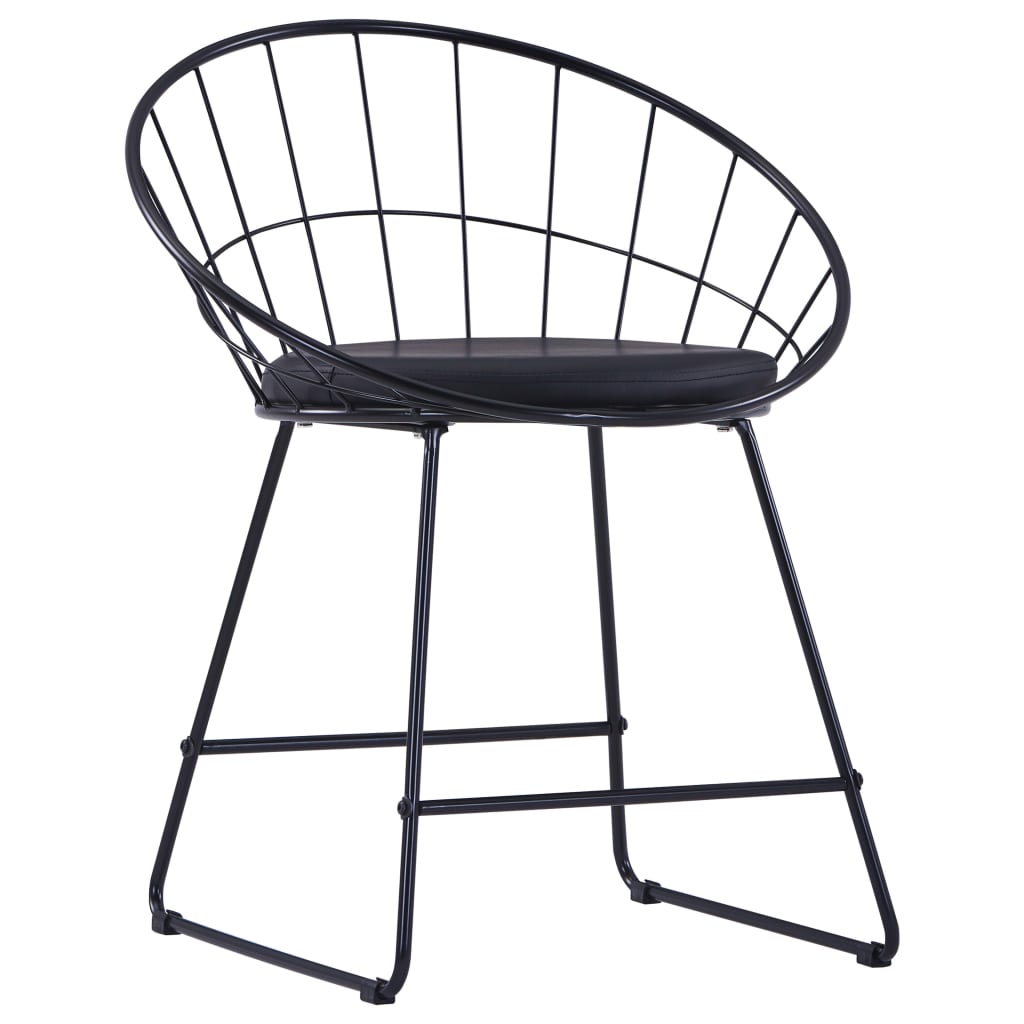 Chaises de salle à manger avec sièges en cuir artificiel, 2 pcs en acier noir.