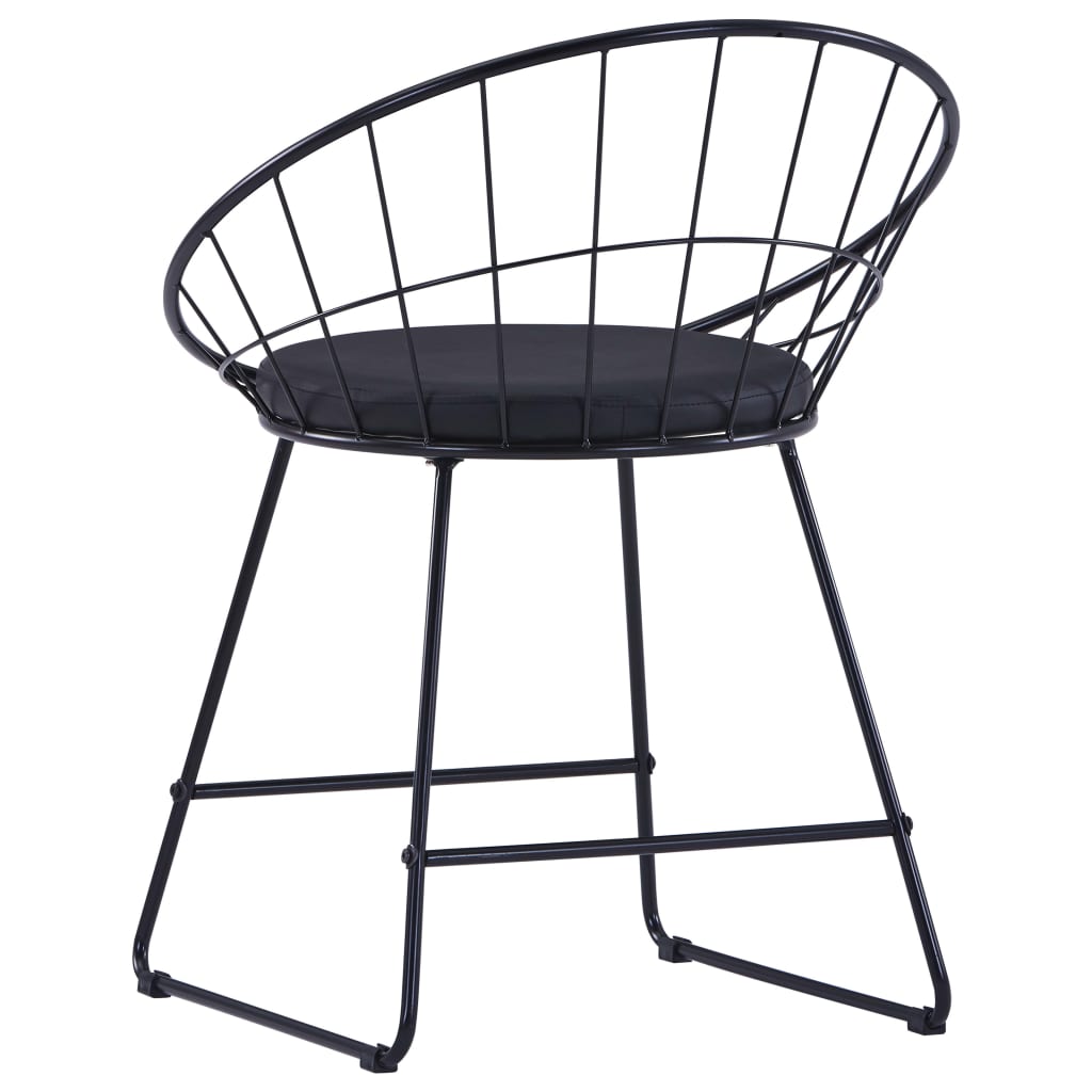 Chaises de salle à manger avec sièges en cuir artificiel, 2 pcs en acier noir.