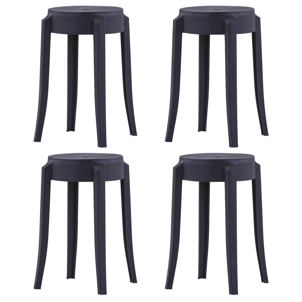 Tabourets empilables 4 pcs plastique noir