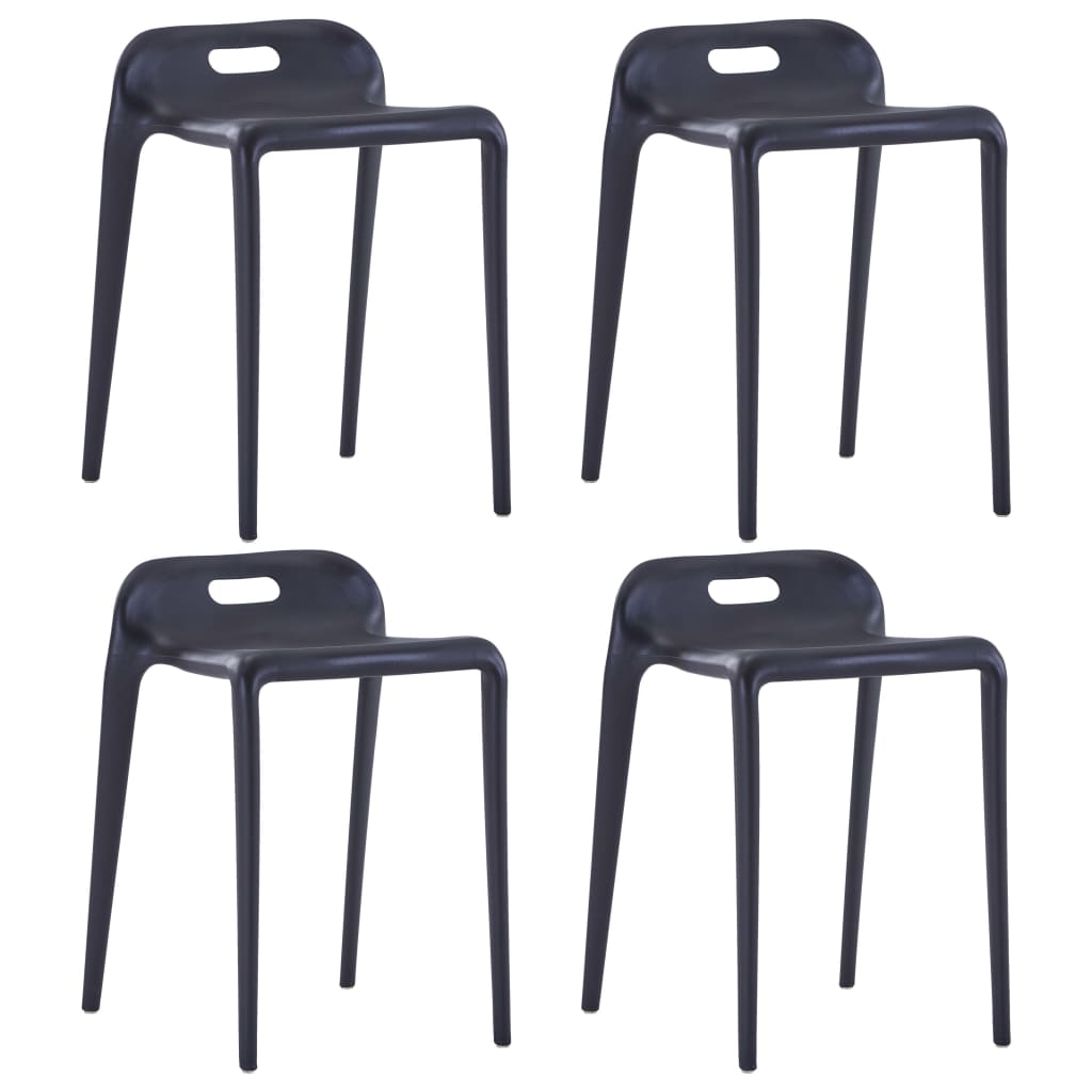 Tabourets empilables 4 pcs plastique noir