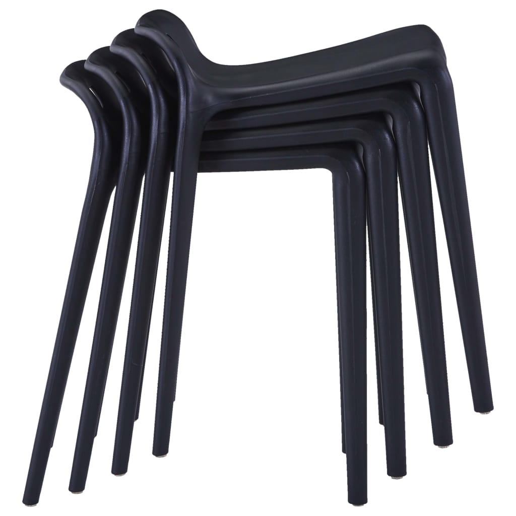 Tabourets empilables 4 pcs plastique noir