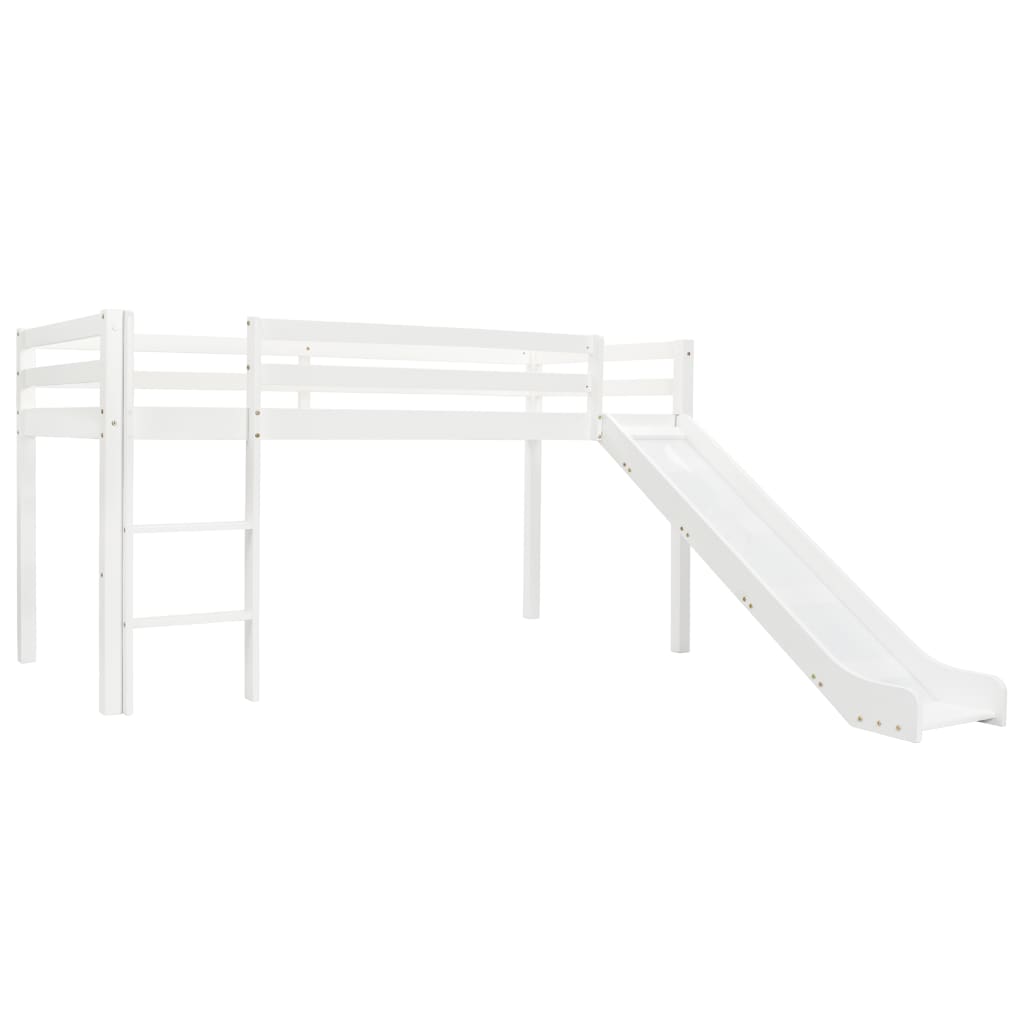 Lit mezzanine enfant avec toboggan et échelle en bois de pin 97x208 cm