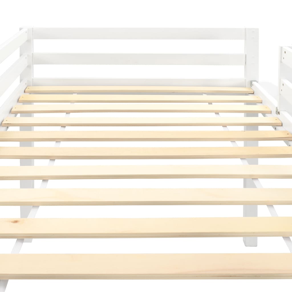 Lit mezzanine enfant avec toboggan et échelle en bois de pin 97x208 cm