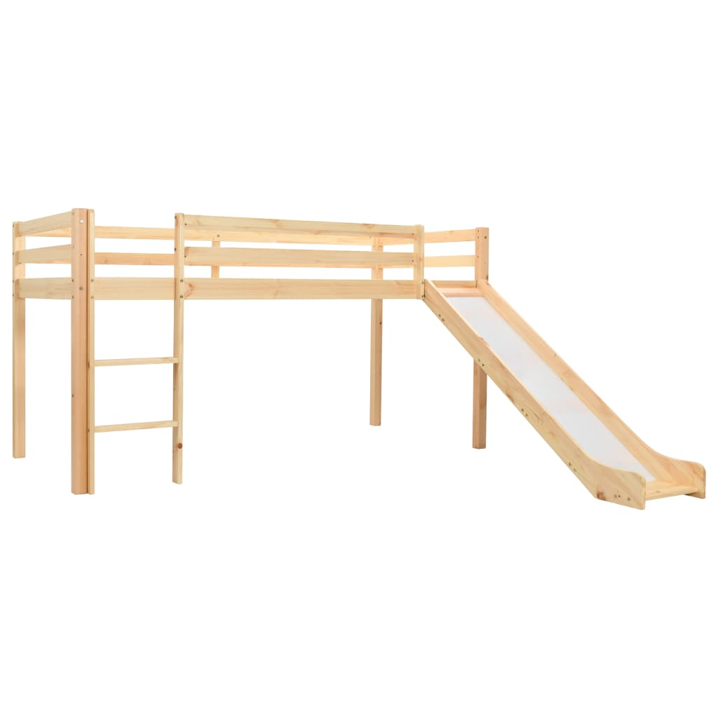 Kinderhoogslaper met glijbaan en ladder grenenhout 97x208 cm