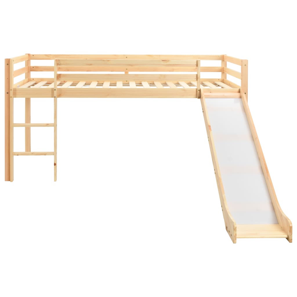 Kinderhoogslaper met glijbaan en ladder grenenhout 97x208 cm