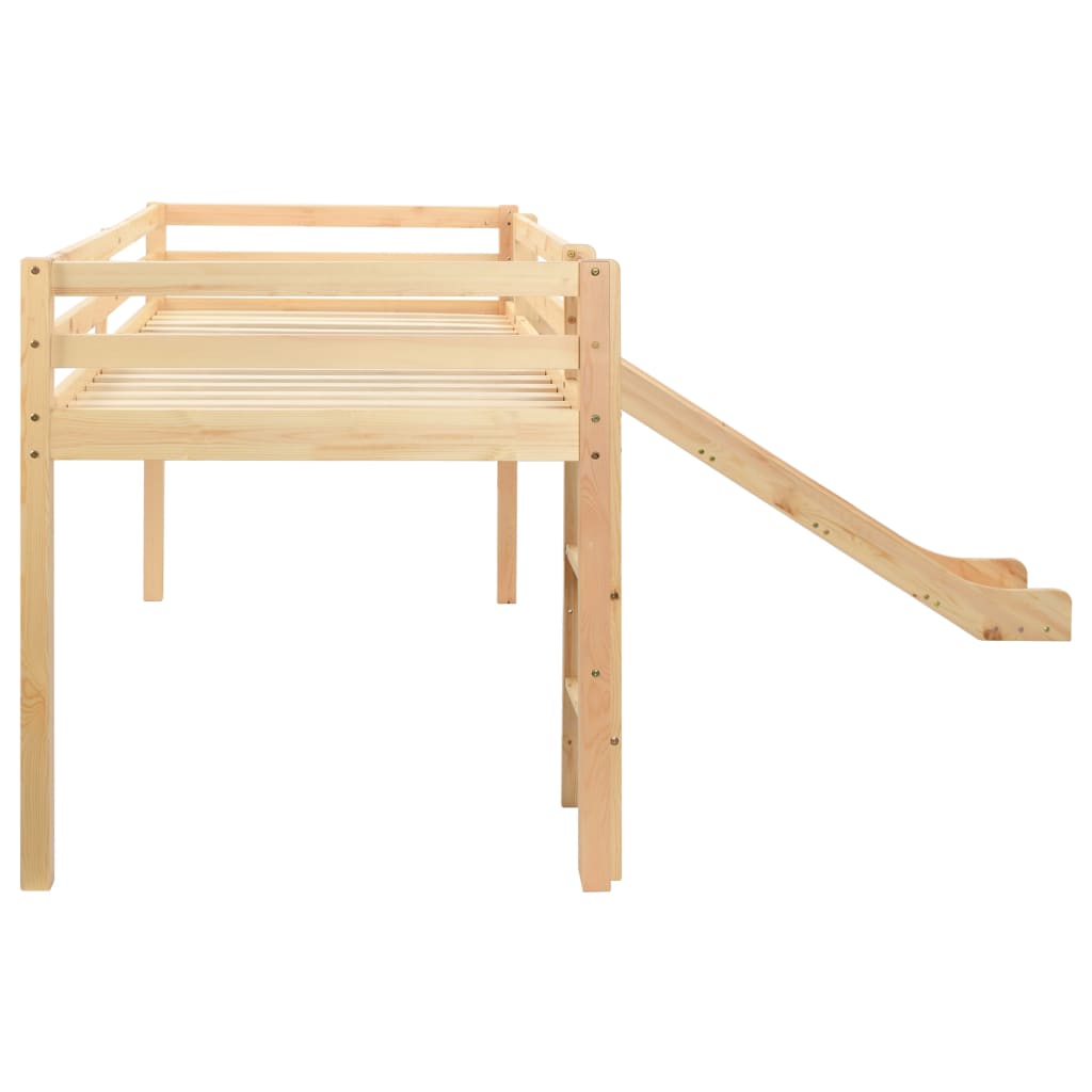 Kinderhoogslaper met glijbaan en ladder grenenhout 97x208 cm