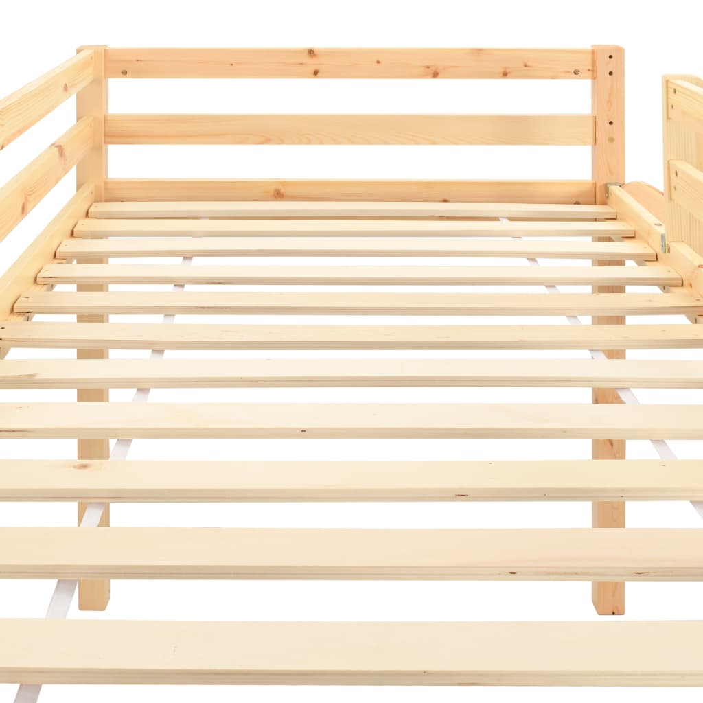 Lit mezzanine enfant avec toboggan et échelle en bois de pin 97x208 cm