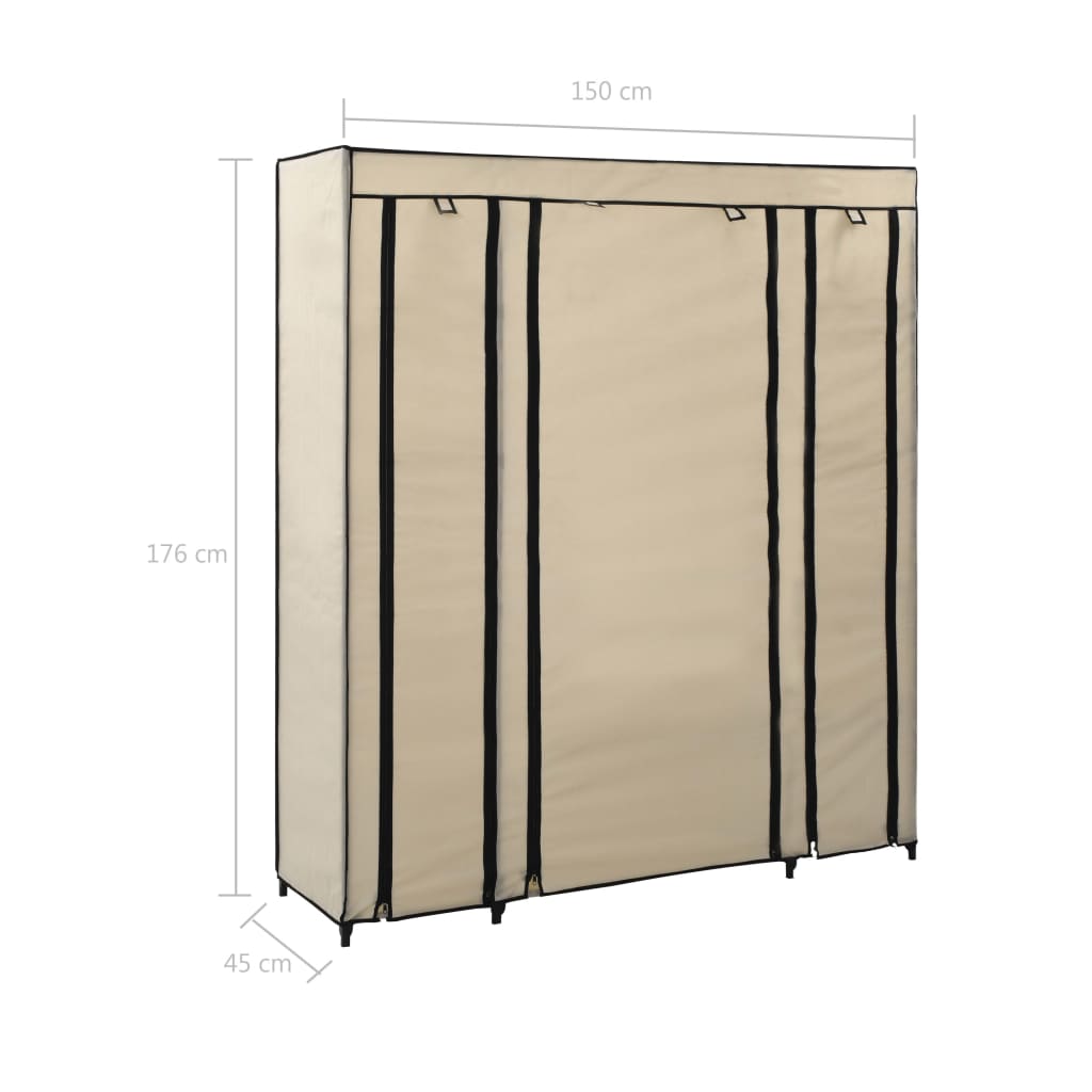 Armoire avec compartiments et tringles 150x45x176 cm tissu