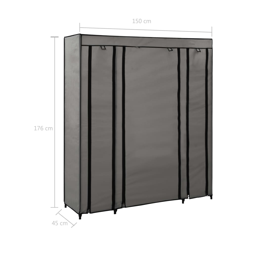 Armoire avec compartiments et tringles 150x45x176 cm tissu