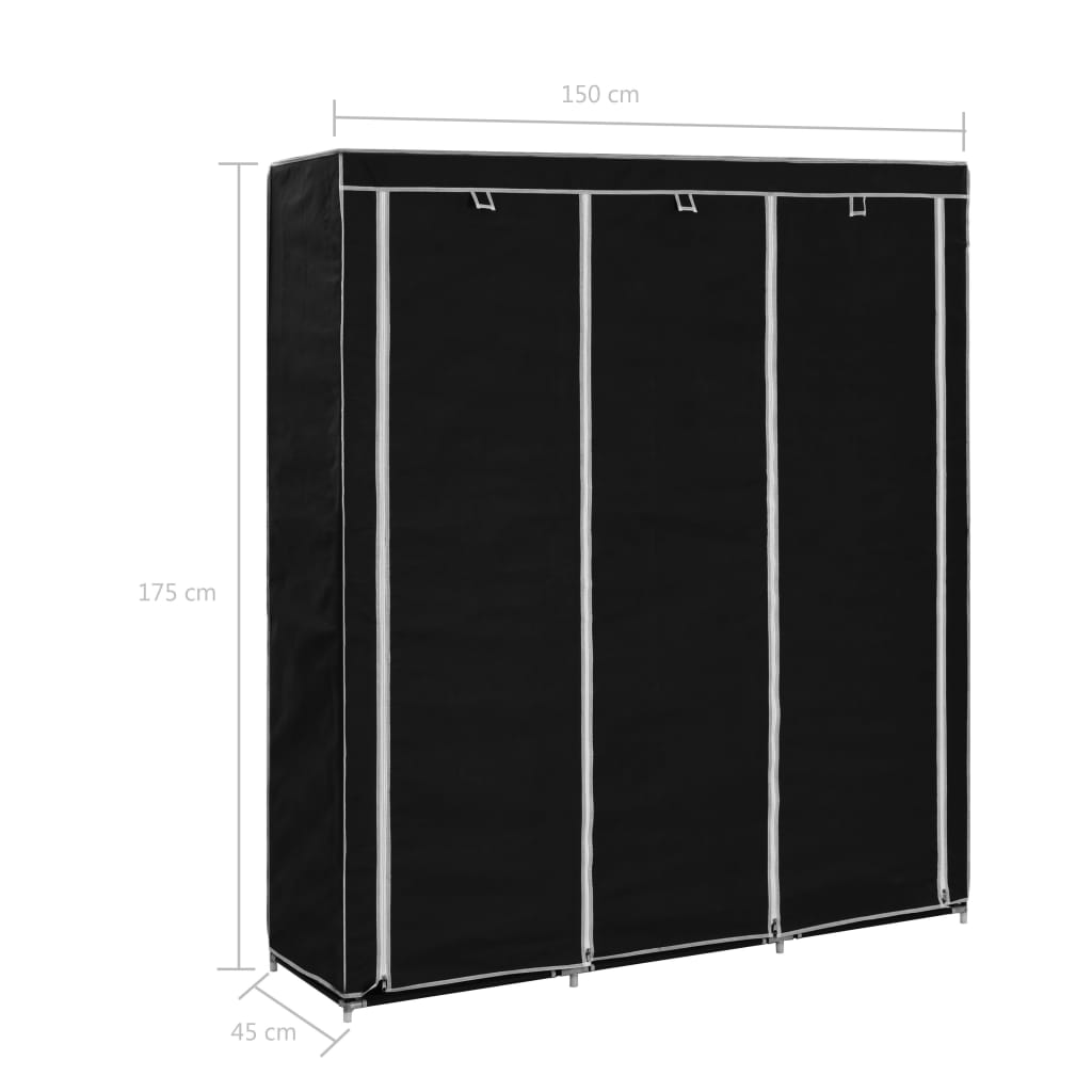 Armoire avec compartiments et tringles 150x45x175 cm tissu