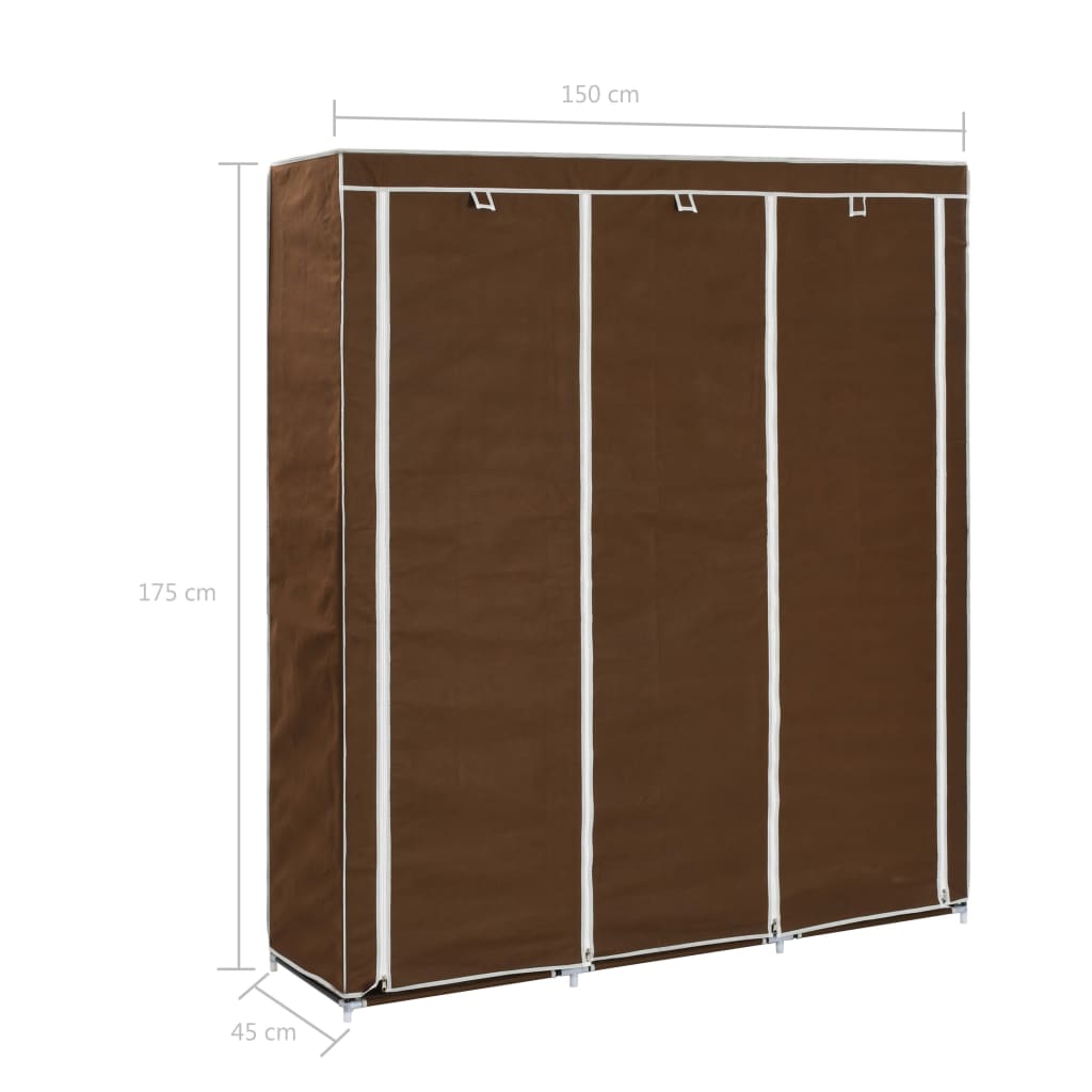 Armoire avec compartiments et tringles 150x45x175 cm tissu