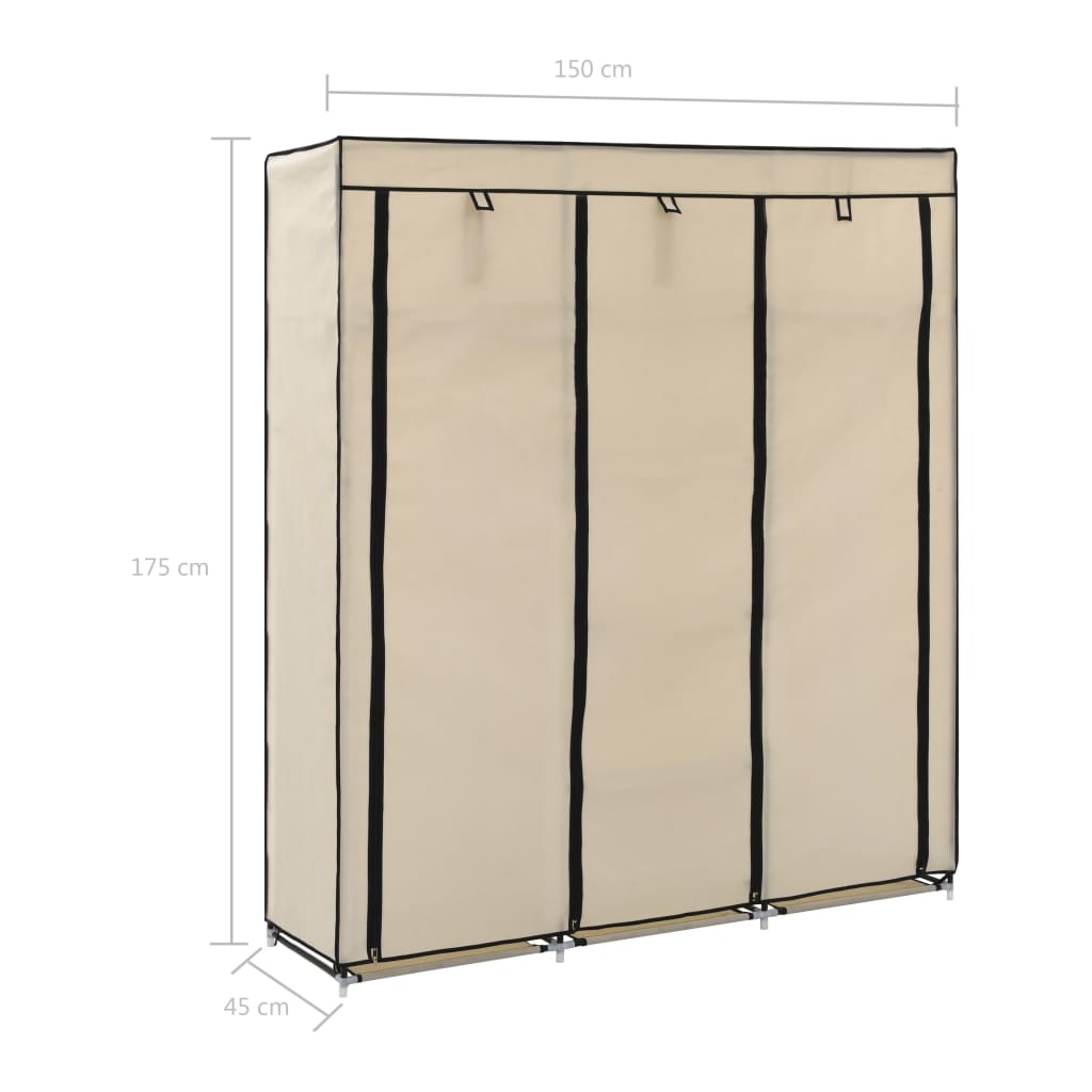 Armoire avec compartiments et tringles 150x45x175 cm tissu