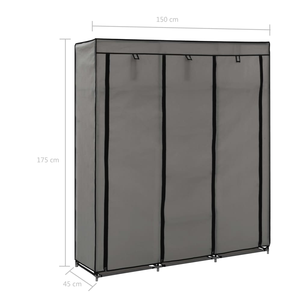 Armoire avec compartiments et tringles 150x45x175 cm tissu