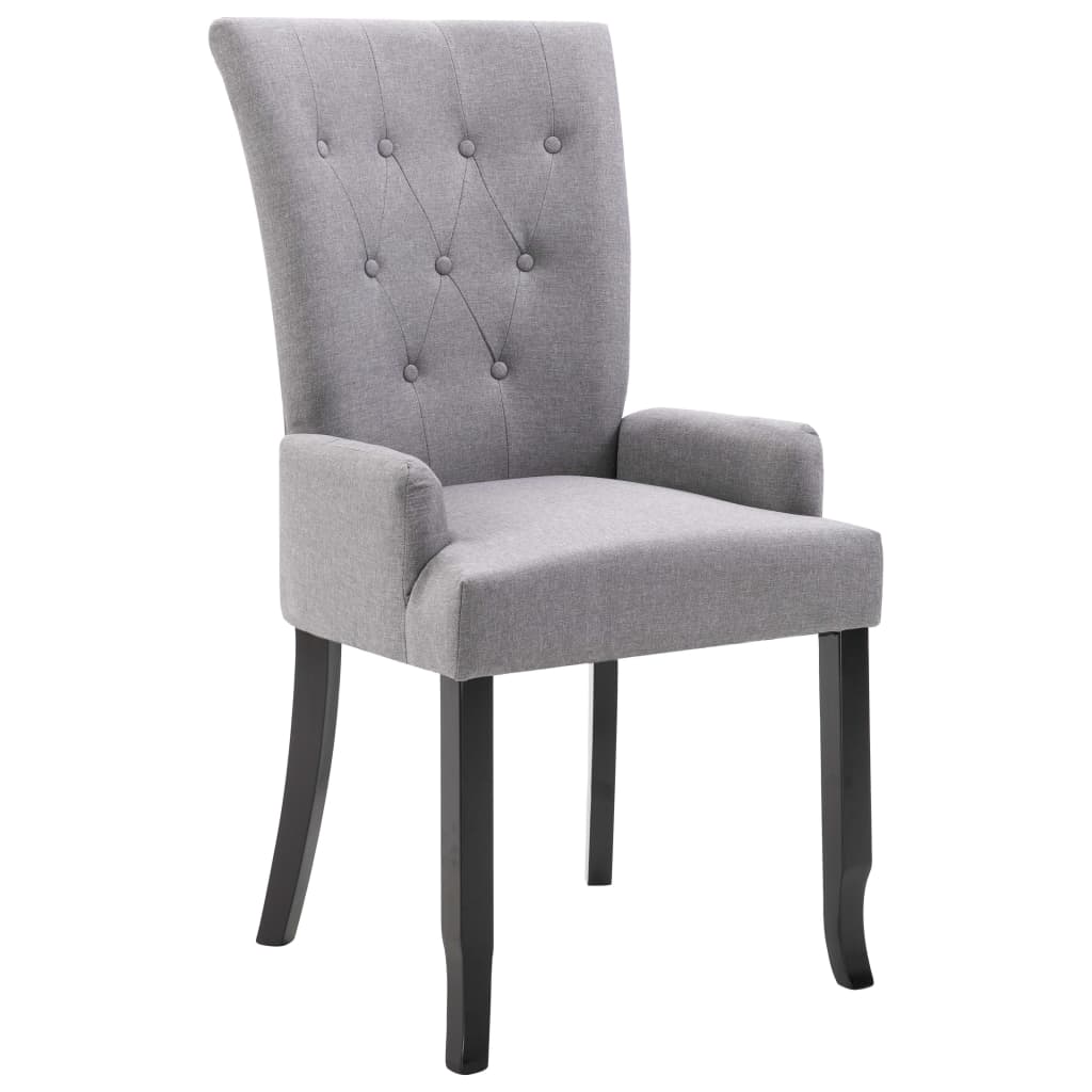 Chaise de salle à manger avec accoudoirs tissu gris foncé