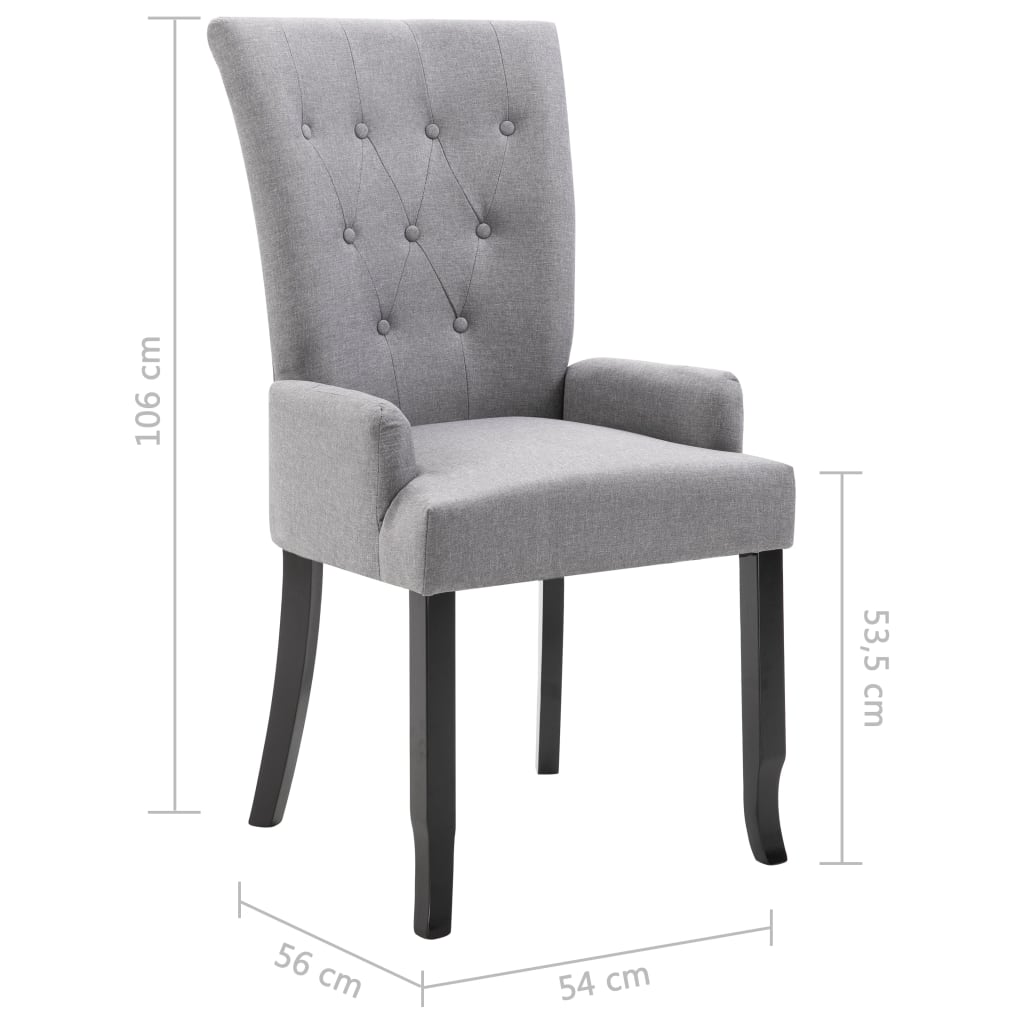 Chaise de salle à manger avec accoudoirs tissu gris foncé