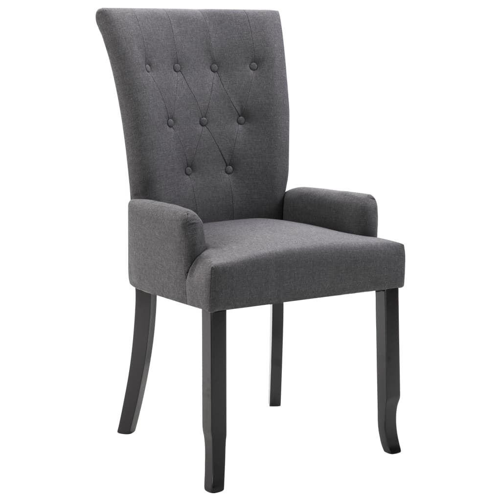 Chaise de salle à manger avec accoudoirs tissu gris foncé