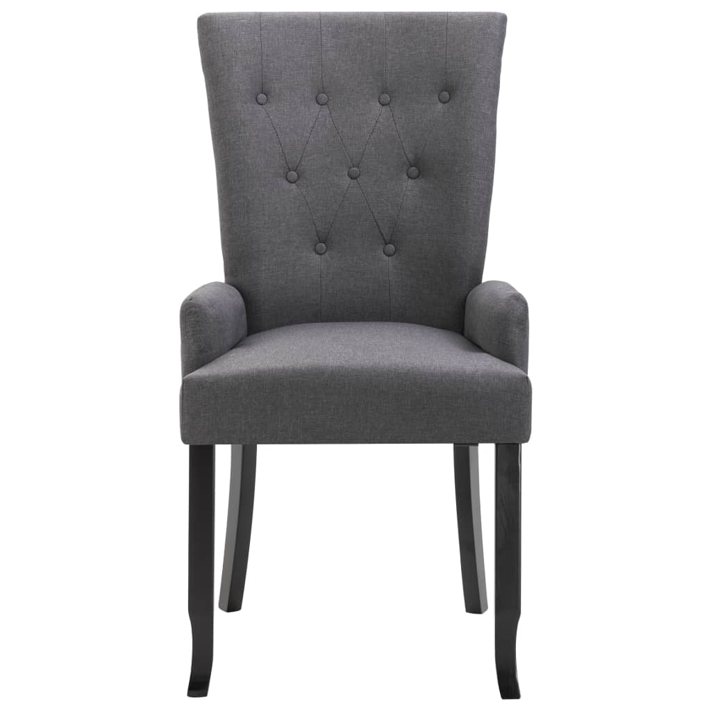 Chaise de salle à manger avec accoudoirs tissu gris foncé