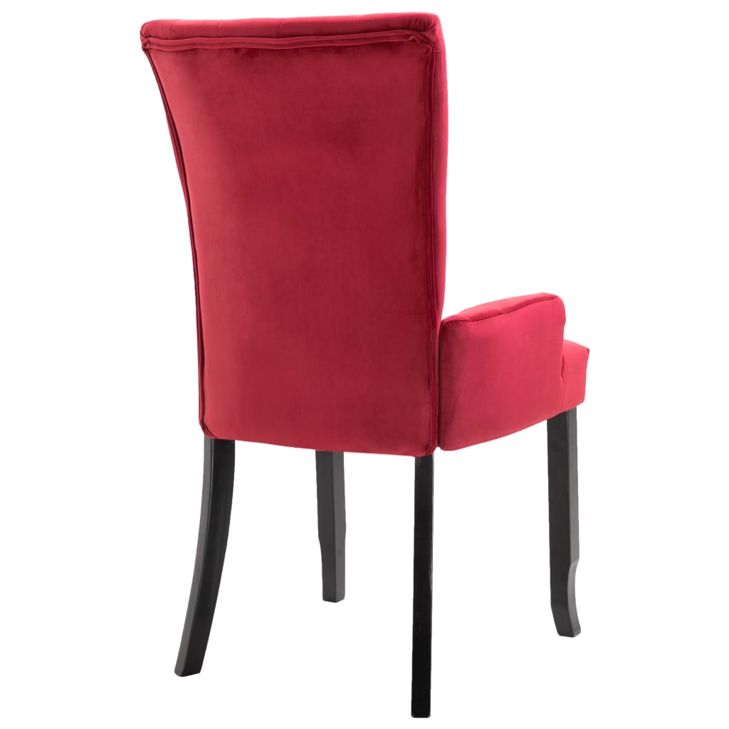 Chaise de salle à manger avec accoudoirs en velours rouge