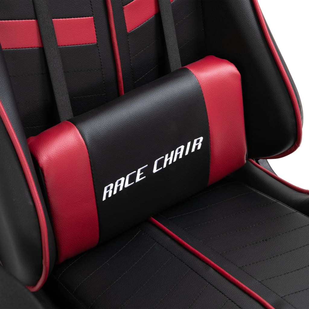 Chaise de jeu avec repose-pieds en cuir artificiel rouge vin