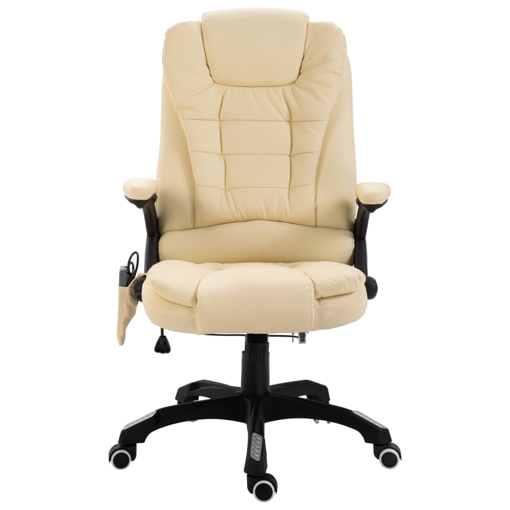 Chaise de bureau de massage en cuir artificiel crème