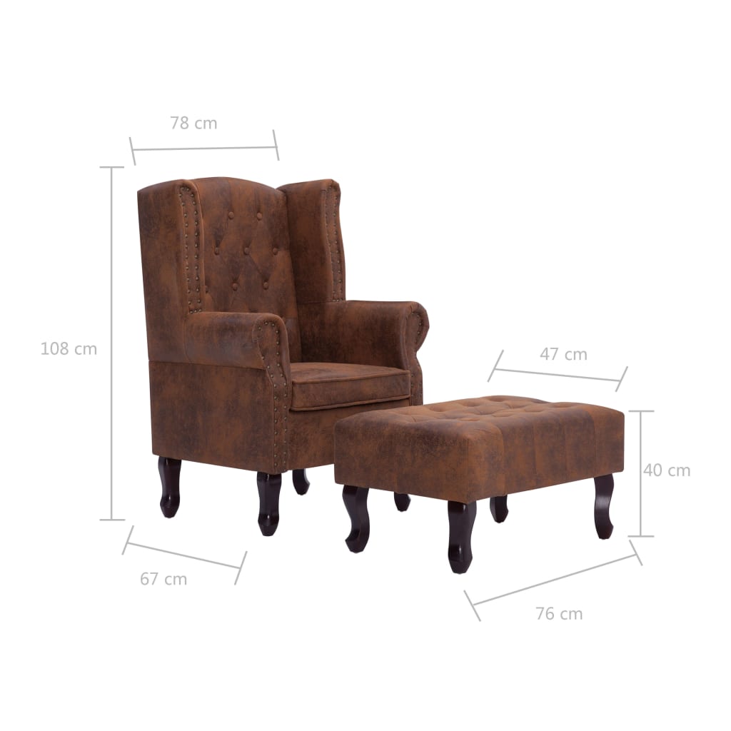 Fauteuil met hocker