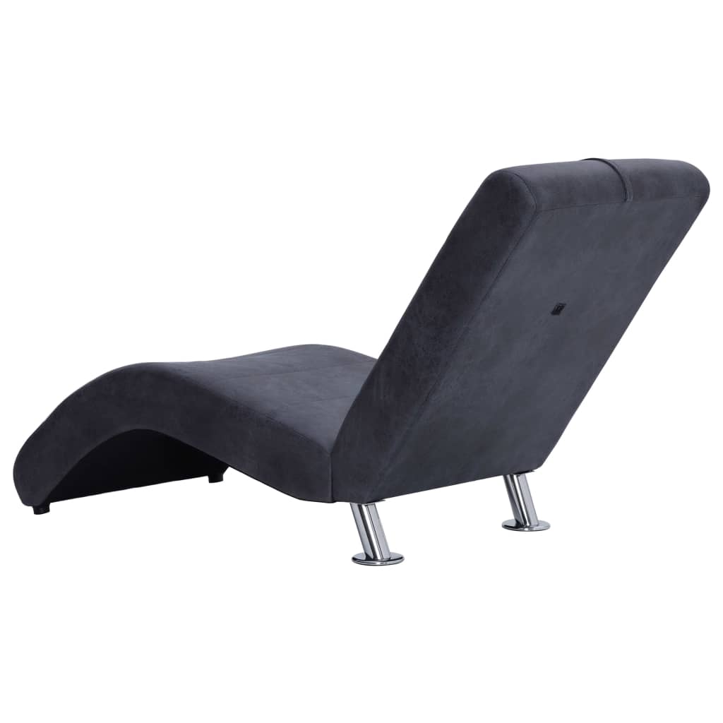 Chaise longue met kussen kunstsuède bruin