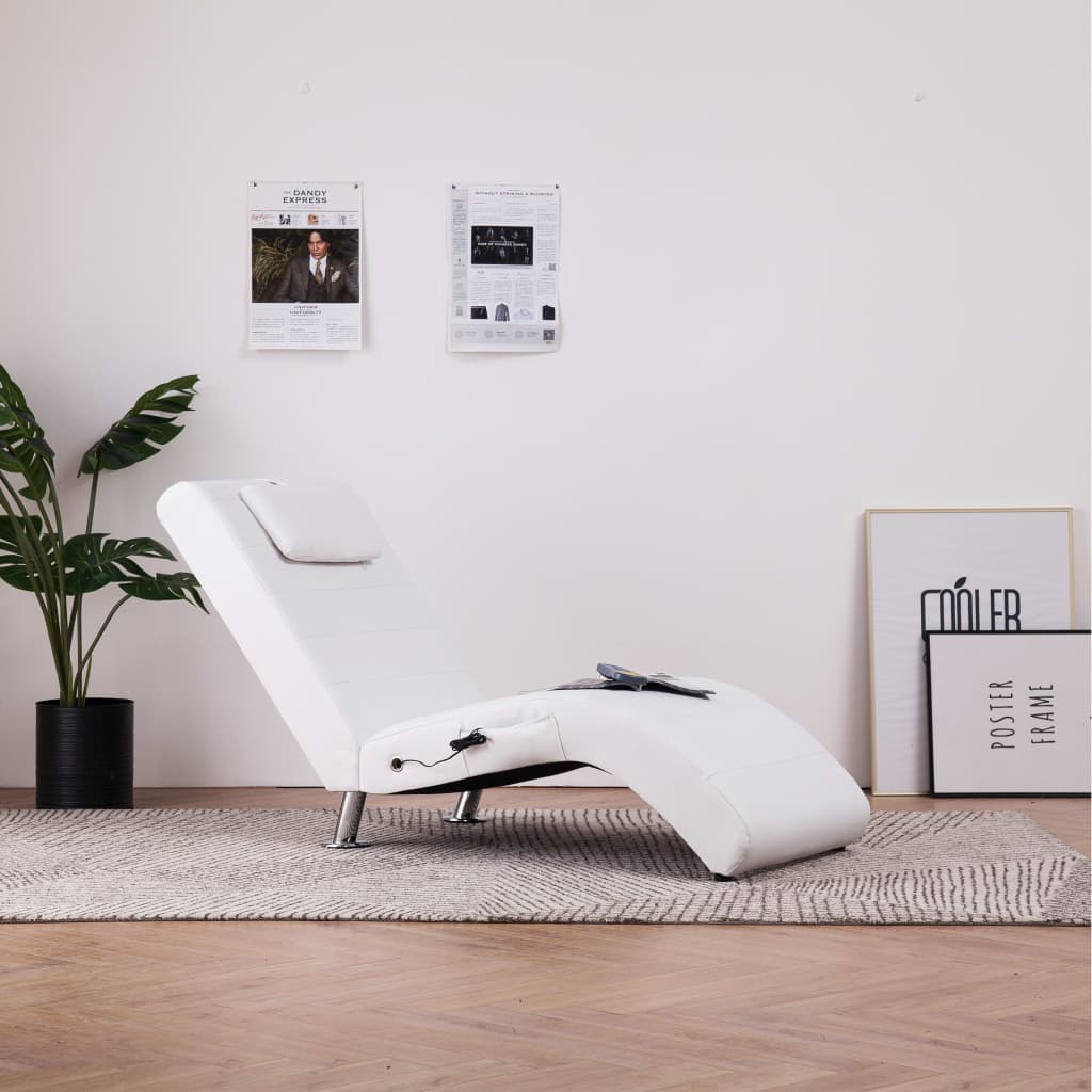 Chaise longue de massage avec coussin en cuir artificiel